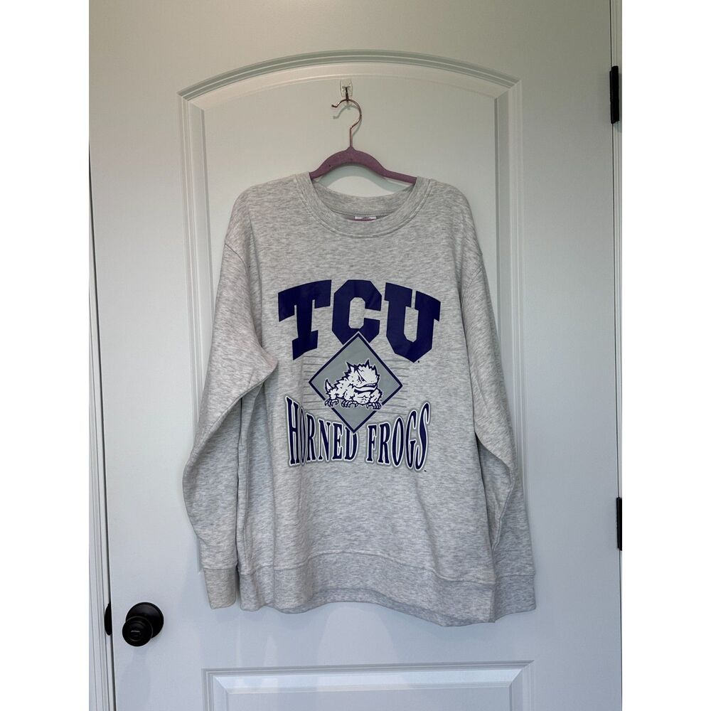 NWT Rivalry Threads TCU Horned Frogs Gray Crewneck Sweatshirt Size XL